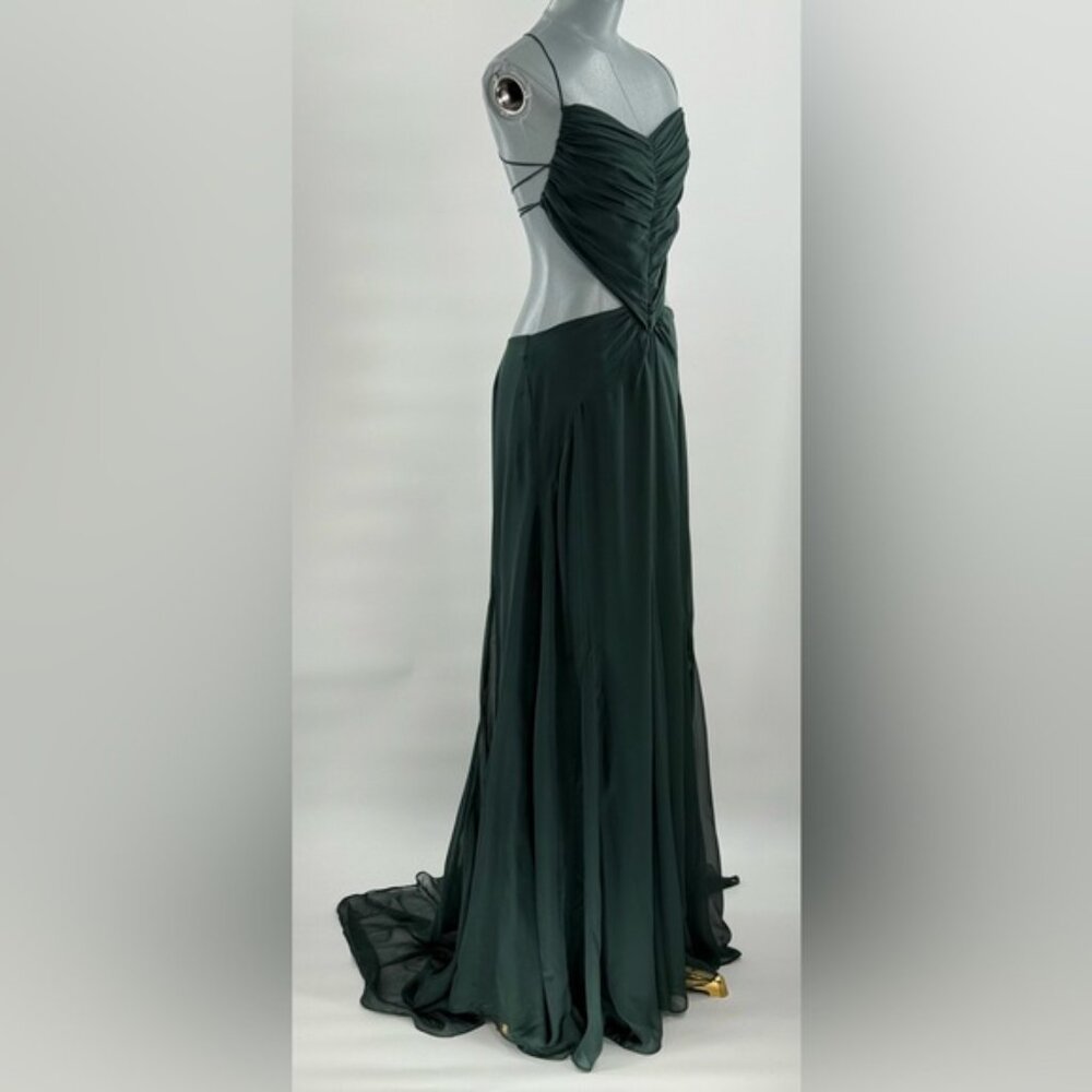 🆕 CULT GAIA 🧿 NWOT Aphea Silk Cut Out Backless Dress, Forest Green - Sz US 8 - Picture 4 of 15